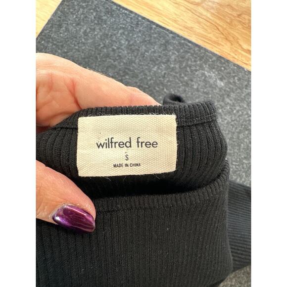 Women's Wilfred Free Black Ribbed Cut-Out Long Sleeve Dress, Size S, Like New - Picture 4 of 5